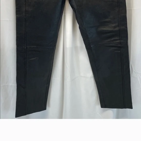 Bagatelle Genuine Leather Women's Black Straight Leg Jeans - Picture 7 of 9